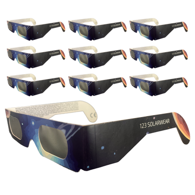 123 SOLARWEAR Solar Eclipse Glasses - CE and ISO Certified Safe Shades for Direct Sun Viewing