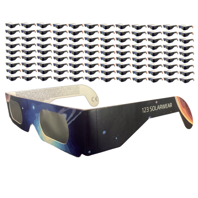 123 SOLARWEAR Solar Eclipse Glasses - CE and ISO Certified Safe Shades for Direct Sun Viewing