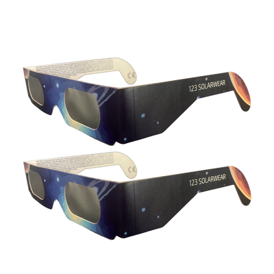 123 SOLARWEAR Solar Eclipse Glasses - CE and ISO Certified Safe Shades for Direct Sun Viewing