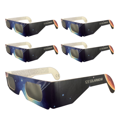 123 SOLARWEAR Solar Eclipse Glasses - CE and ISO Certified Safe Shades for Direct Sun Viewing